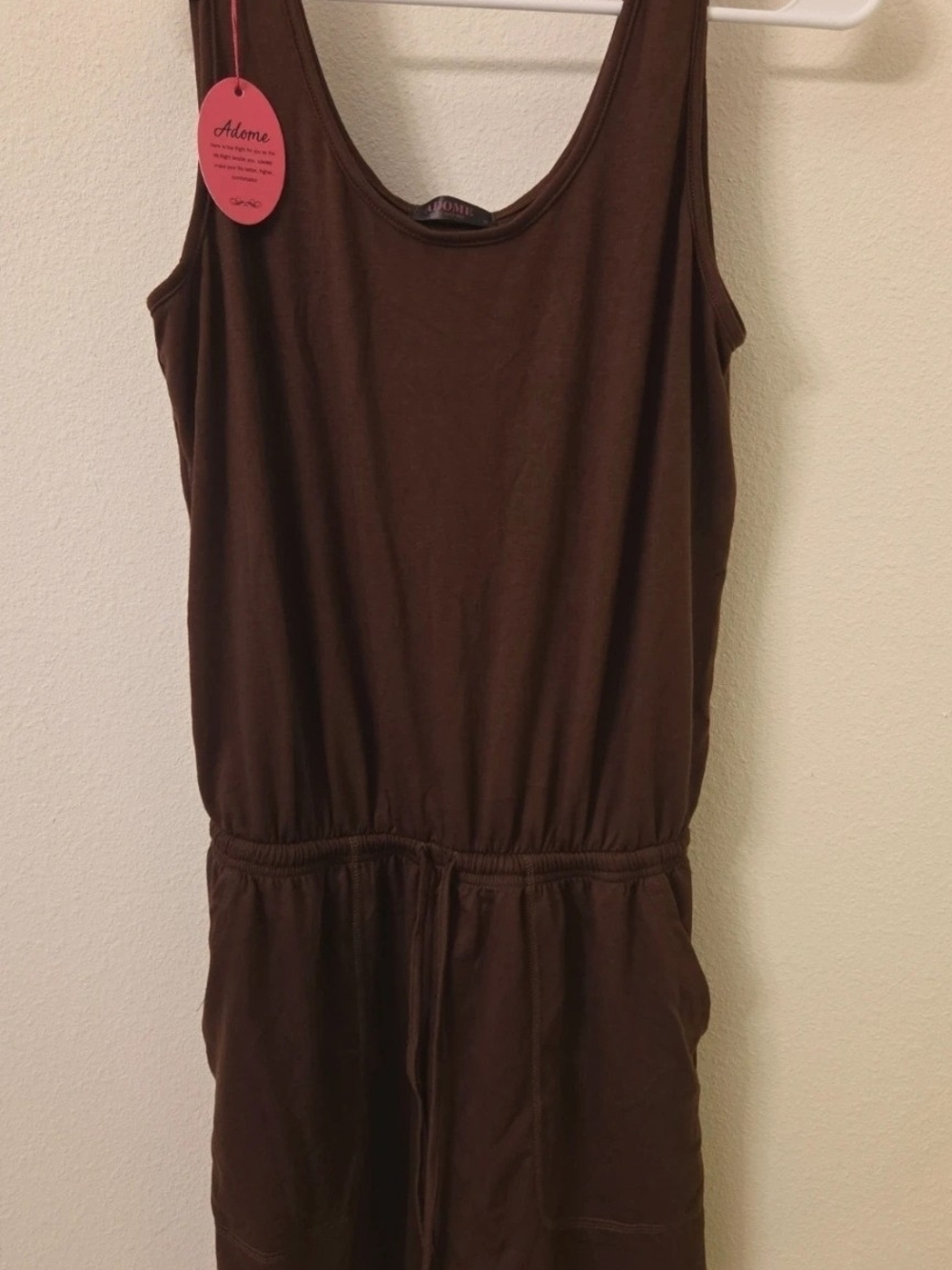 Women's Brown Sleeveless Drawstring Romper - Picture 2 of 6